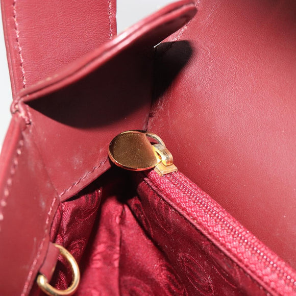 CARTIER Must Line Shoulder Bag Leather Bordeaux Gold Auth 194371A