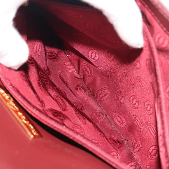 CARTIER Must Line Shoulder Bag Leather Bordeaux Gold Auth 194371A