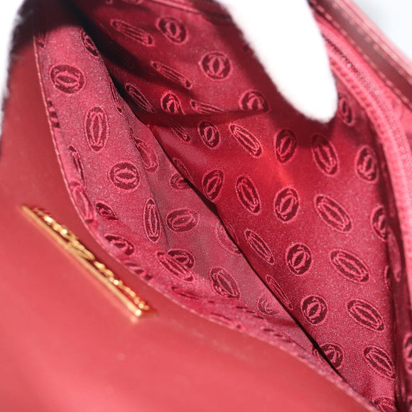 CARTIER Must Line Shoulder Bag Leather Bordeaux Gold Auth 194371A