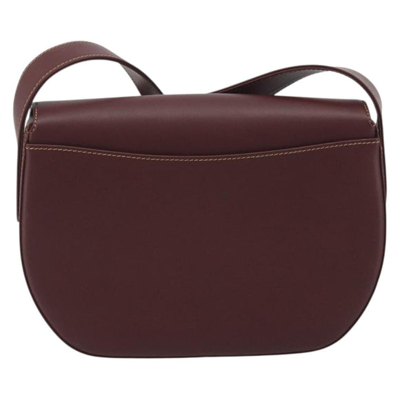 CARTIER Must Line Shoulder Bag Leather Bordeaux Gold Auth 194371A