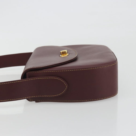 CARTIER Must Line Shoulder Bag Leather Bordeaux Gold Auth 194371A