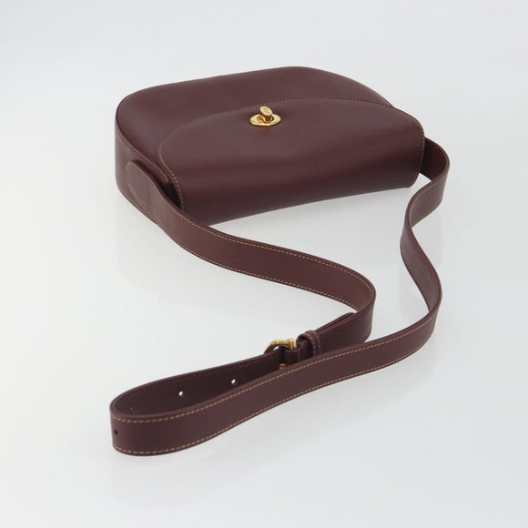 CARTIER Must Line Shoulder Bag Leather Bordeaux Gold Auth 194371A