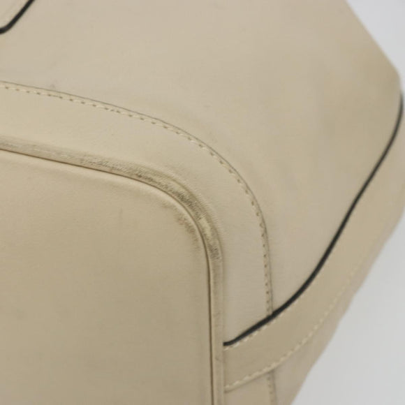 CELINE Shoulder Bag Leather Beige Gold Auth 194372