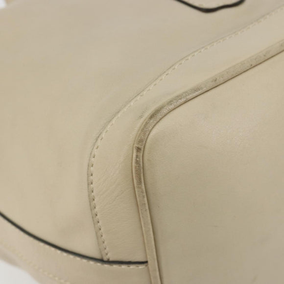 CELINE Shoulder Bag Leather Beige Gold Auth 194372