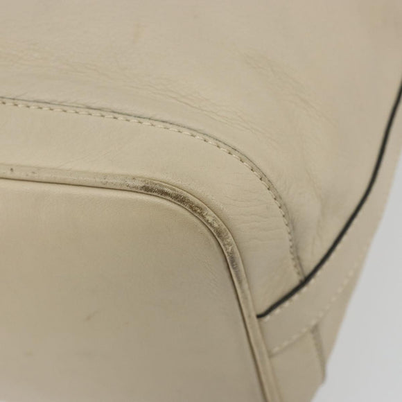 CELINE Shoulder Bag Leather Beige Gold Auth 194372