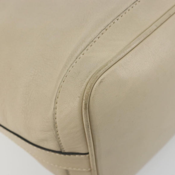 CELINE Shoulder Bag Leather Beige Gold Auth 194372