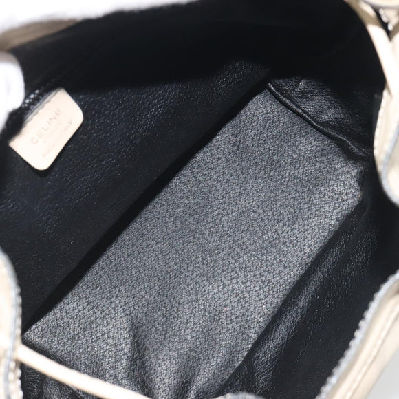 CELINE Shoulder Bag Leather Beige Gold Auth 194372
