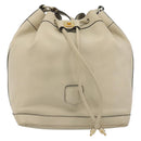 CELINE Shoulder Bag Leather Beige Gold Auth 194372-13