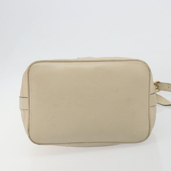 CELINE Shoulder Bag Leather Beige Gold Auth 194372