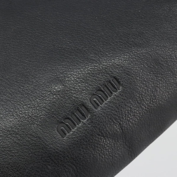 Miu Miu Shoulder Bag Leather Black Gold Auth 194374A