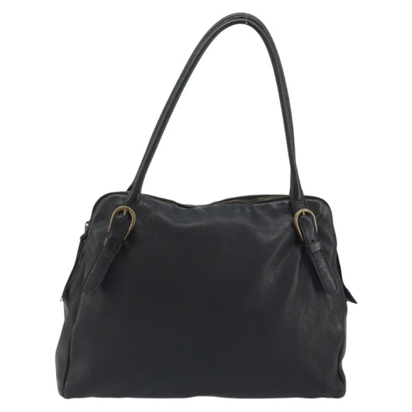 Miu Miu Shoulder Bag Leather Black Gold Auth 194374A