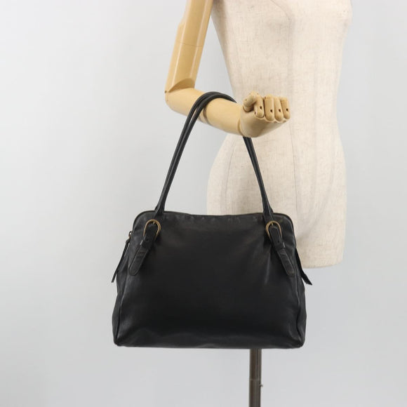 Miu Miu Shoulder Bag Leather Black Gold Auth 194374A