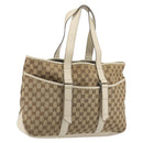 GUCCI GG Canvas Tote Bag Beige Silver 153238 Auth 194375A-1
