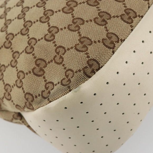GUCCI GG Canvas Tote Bag Beige Silver 153238 Auth 194375A