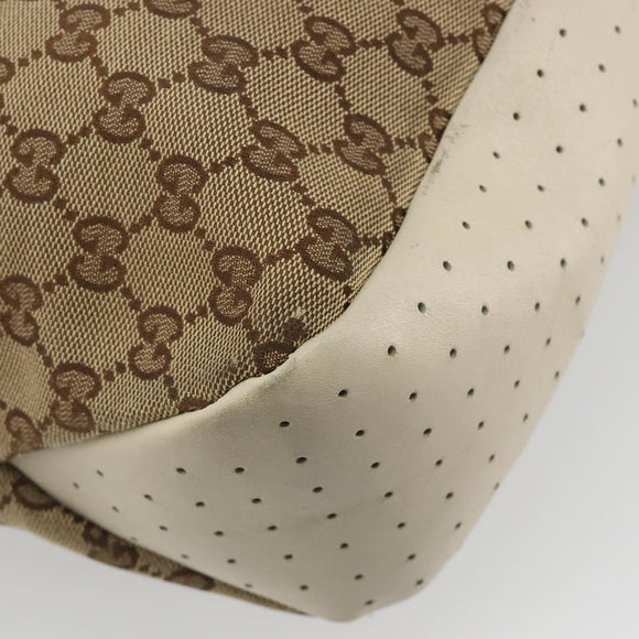 GUCCI GG Canvas Tote Bag Beige Silver 153238 Auth 194375A
