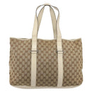GUCCI GG Canvas Tote Bag Beige Silver 153238 Auth 194375A-2