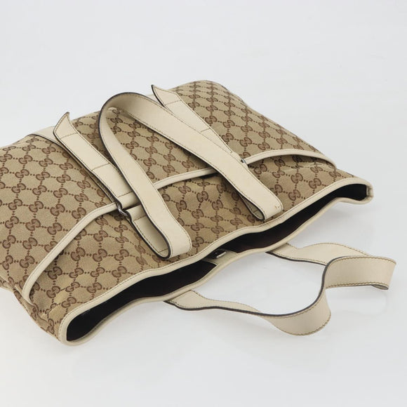 GUCCI GG Canvas Tote Bag Beige Silver 153238 Auth 194375A