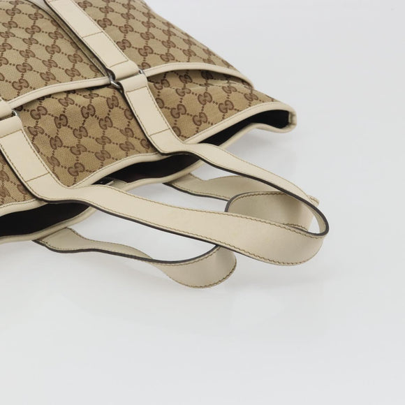 GUCCI GG Canvas Tote Bag Beige Silver 153238 Auth 194375A