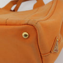 PRADA Canapa PM Hand Bag Canvas Orange Gold Auth 194376-12