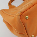 PRADA Canapa PM Hand Bag Canvas Orange Gold Auth 194376-13