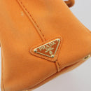 PRADA Canapa PM Hand Bag Canvas Orange Gold Auth 194376-14
