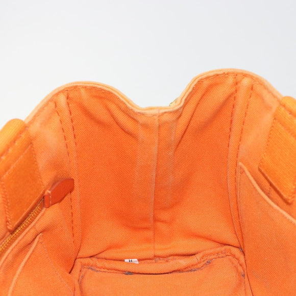 PRADA Canapa PM Hand Bag Canvas Orange Gold Auth 194376