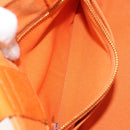 PRADA Canapa PM Hand Bag Canvas Orange Gold Auth 194376-20