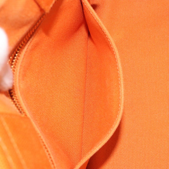 PRADA Canapa PM Hand Bag Canvas Orange Gold Auth 194376