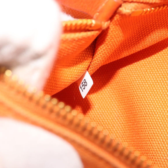 PRADA Canapa PM Hand Bag Canvas Orange Gold Auth 194376