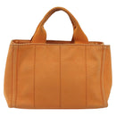 PRADA Canapa PM Hand Bag Canvas Orange Gold Auth 194376-3