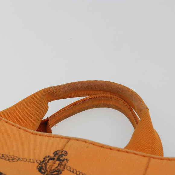 PRADA Canapa PM Hand Bag Canvas Orange Gold Auth 194376