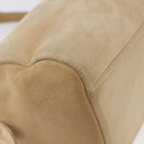 PRADA Hand Bag Suede Beige Gold Auth 194377A-15