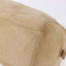 PRADA Hand Bag Suede Beige Gold Auth 194377A-16