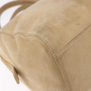 PRADA Hand Bag Suede Beige Gold Auth 194377A-17