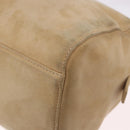 PRADA Hand Bag Suede Beige Gold Auth 194377A-8