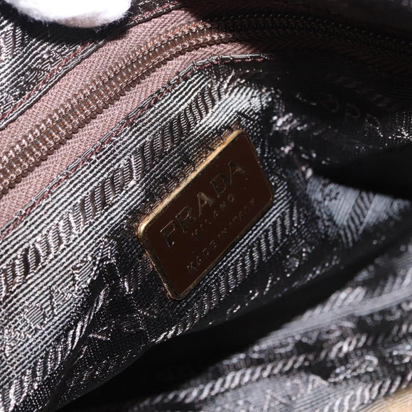PRADA Hand Bag Suede Beige Gold Auth 194377A