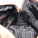 PRADA Hand Bag Suede Beige Gold Auth 194377A-21