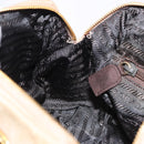 PRADA Hand Bag Suede Beige Gold Auth 194377A-22