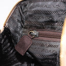 PRADA Hand Bag Suede Beige Gold Auth 194377A-23