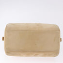 PRADA Hand Bag Suede Beige Gold Auth 194377A-5