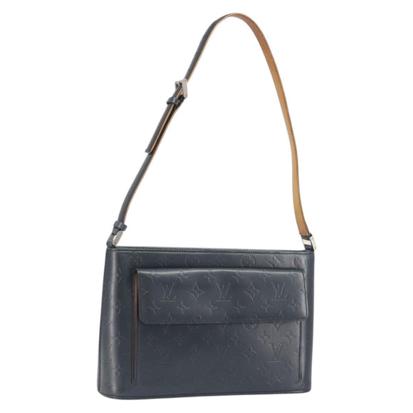 LOUIS VUITTON Monogram Mat Alston Shoulder Bag Navy M55125 LV Auth 194378