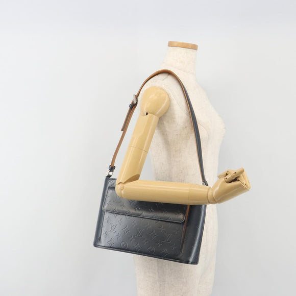 LOUIS VUITTON Monogram Mat Alston Shoulder Bag Navy M55125 LV Auth 194378