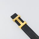 HERMES Constance H Belt Leather 31.9"" Black Gold Auth 194379-6