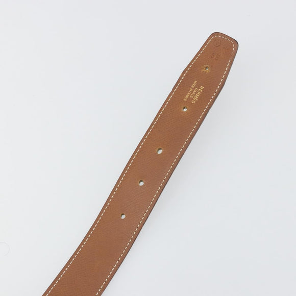 HERMES Constance H Belt Leather 31.9"" Black Gold Auth 194379