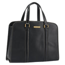 Burberrys Hand Bag Leather Black Gold Auth 194380-1