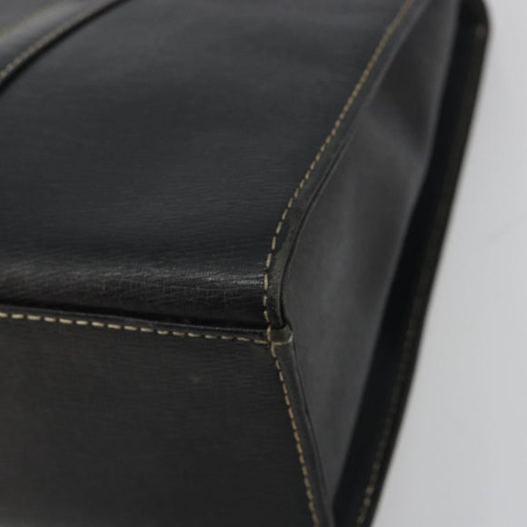 Burberrys Hand Bag Leather Black Gold Auth 194380
