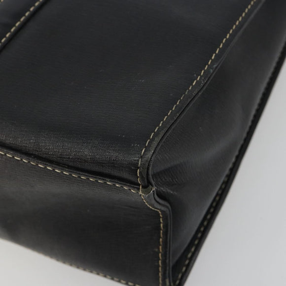 Burberrys Hand Bag Leather Black Gold Auth 194380
