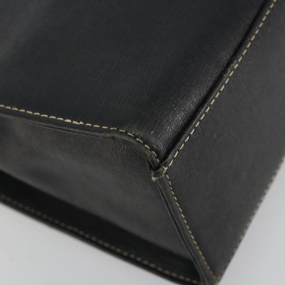 Burberrys Hand Bag Leather Black Gold Auth 194380
