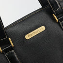 Burberrys Hand Bag Leather Black Gold Auth 194380-10