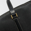 Burberrys Hand Bag Leather Black Gold Auth 194380-11